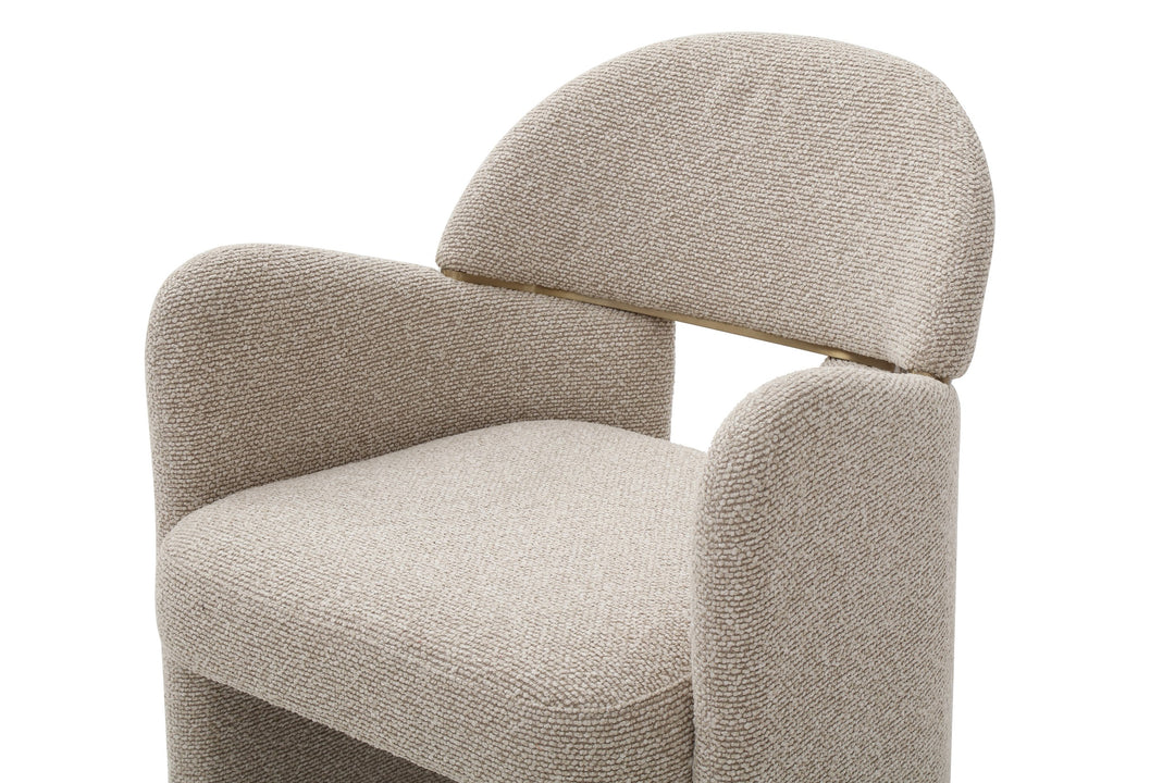 Ashley - Modern Beige Fabric + Brushed Brass Dining Chair