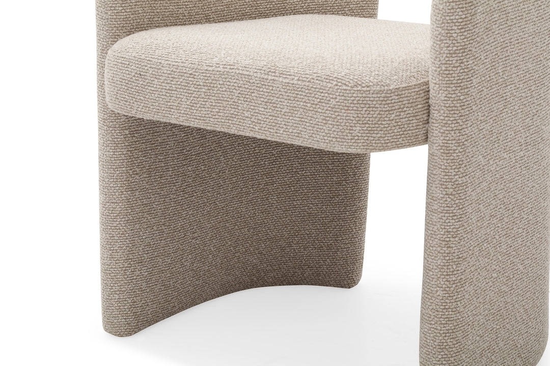 Ashley - Modern Beige Fabric + Brushed Brass Dining Chair