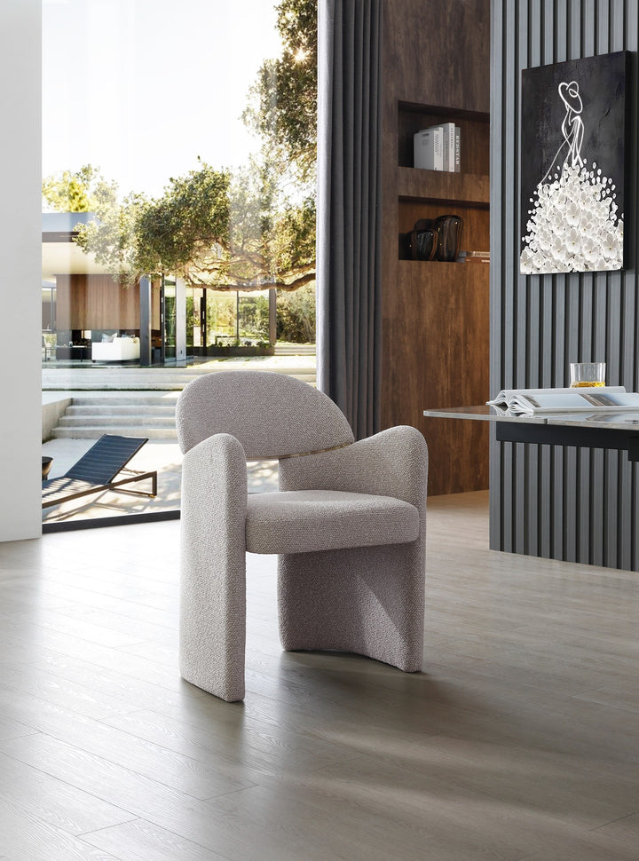 Ashley - Modern Beige Fabric + Brushed Brass Dining Chair