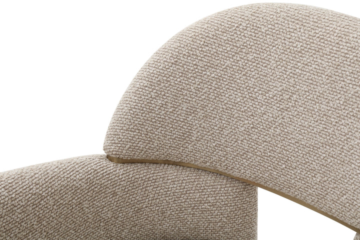 Ashley - Modern Beige Fabric + Brushed Brass Dining Chair