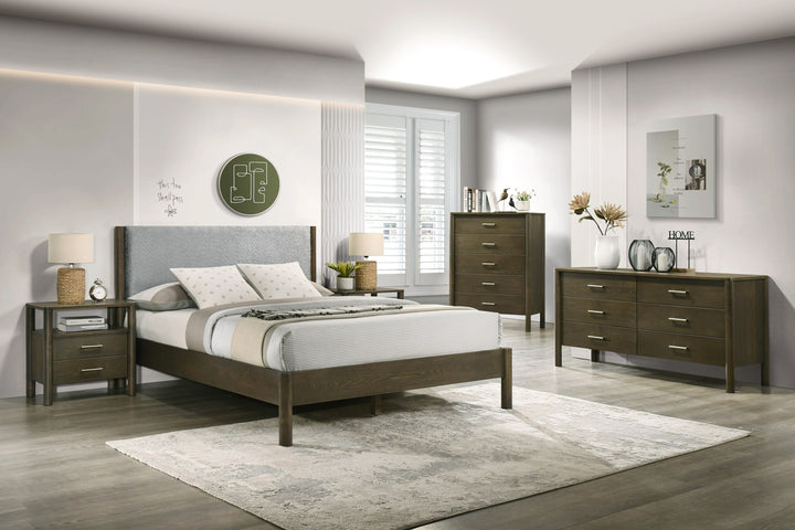 Carolina - Modern Grey Fabric + Wenge Bedroom Set