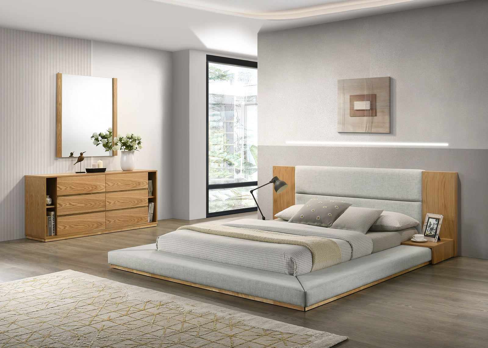 Jagger Modern Natural Oak Bed - View 3