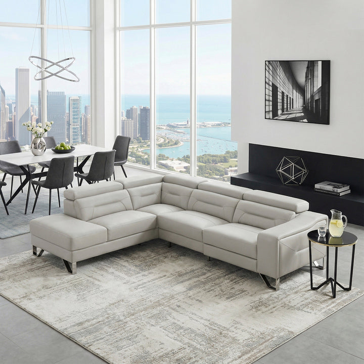 Sectional with Left Chaise, Adjustable Headrests and Charging ports
