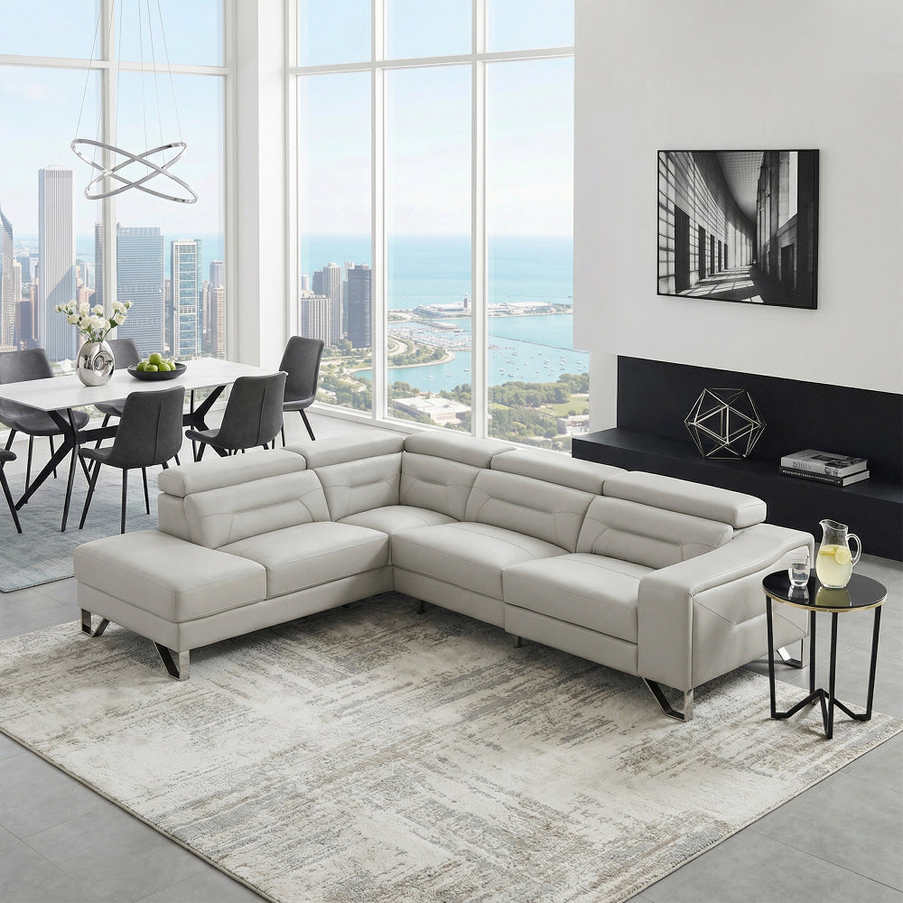Sectional with Left Chaise, Adjustable Headrests and Charging ports