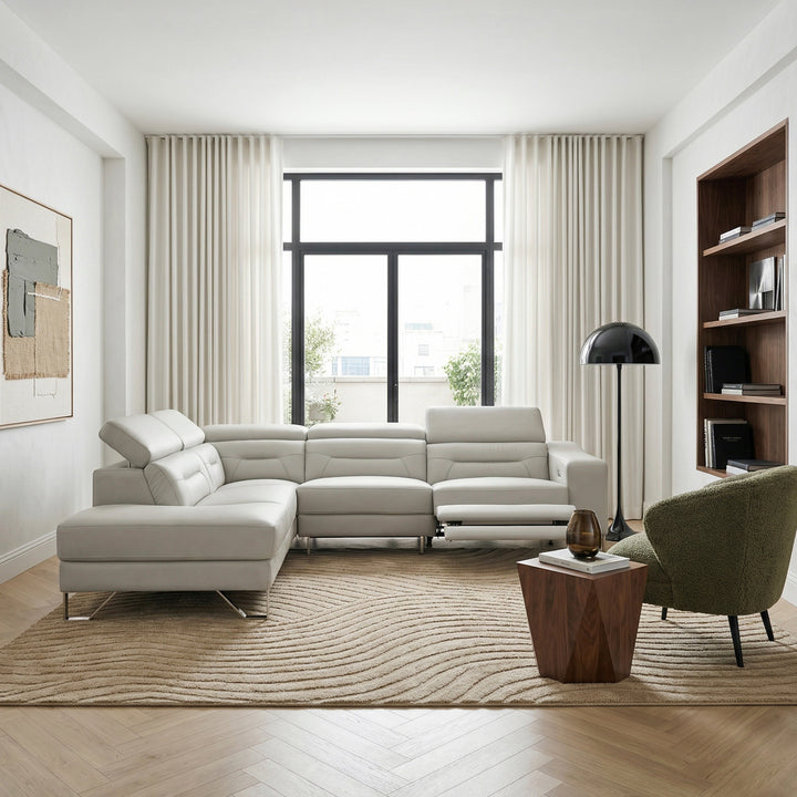 Sectional with Left Chaise, Adjustable Headrests and Charging ports