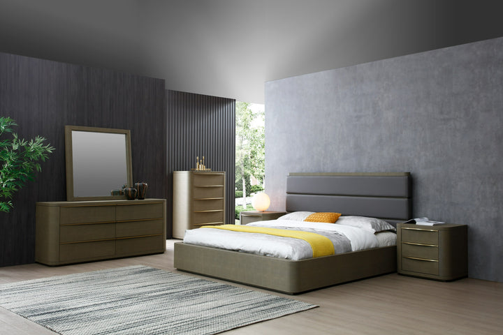Lois - Modern Beige Shagreen  Brass Dresser