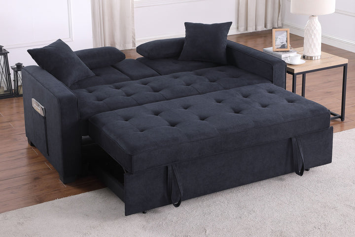 Cody II 70"W Dark Gray Woven Fabric Convertible Sleeper Loveseat with Dropdown Console, Cup Holders, Charging Ports, Pocket, and Pocket Coil Seating - View 6