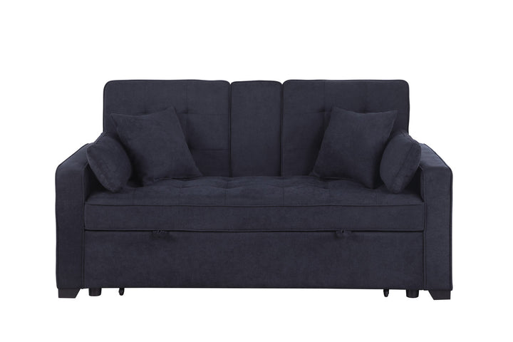 Cody II 70"W Dark Gray Woven Fabric Convertible Sleeper Loveseat with Dropdown Console, Cup Holders, Charging Ports, Pocket, and Pocket Coil Seating - View 7