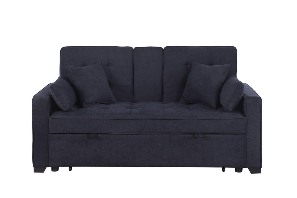 Cody II 70"W Dark Gray Woven Fabric Convertible Sleeper Loveseat with Dropdown Console, Cup Holders, Charging Ports, Pocket, and Pocket Coil Seating - View 7