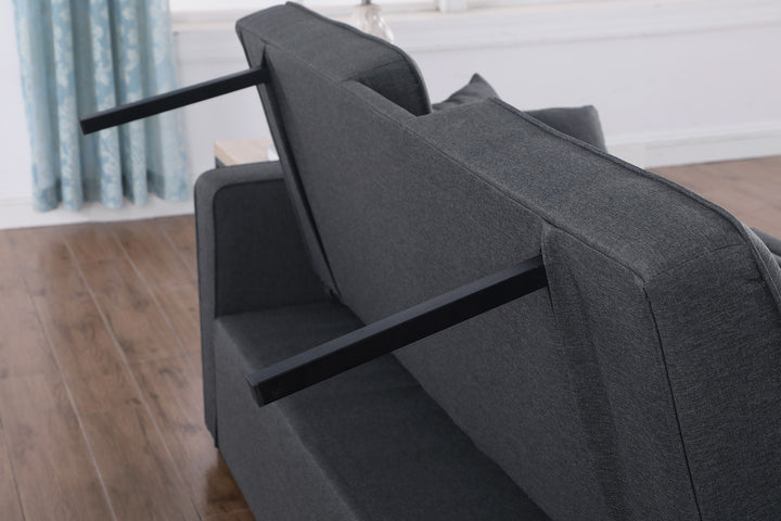 Cody II 70"W Dark Gray Linen Convertible Sleeper Loveseat with Dropdown Console, Cup Holders, Charging Ports, Pocket, and Pocket Coil Seating - View 11