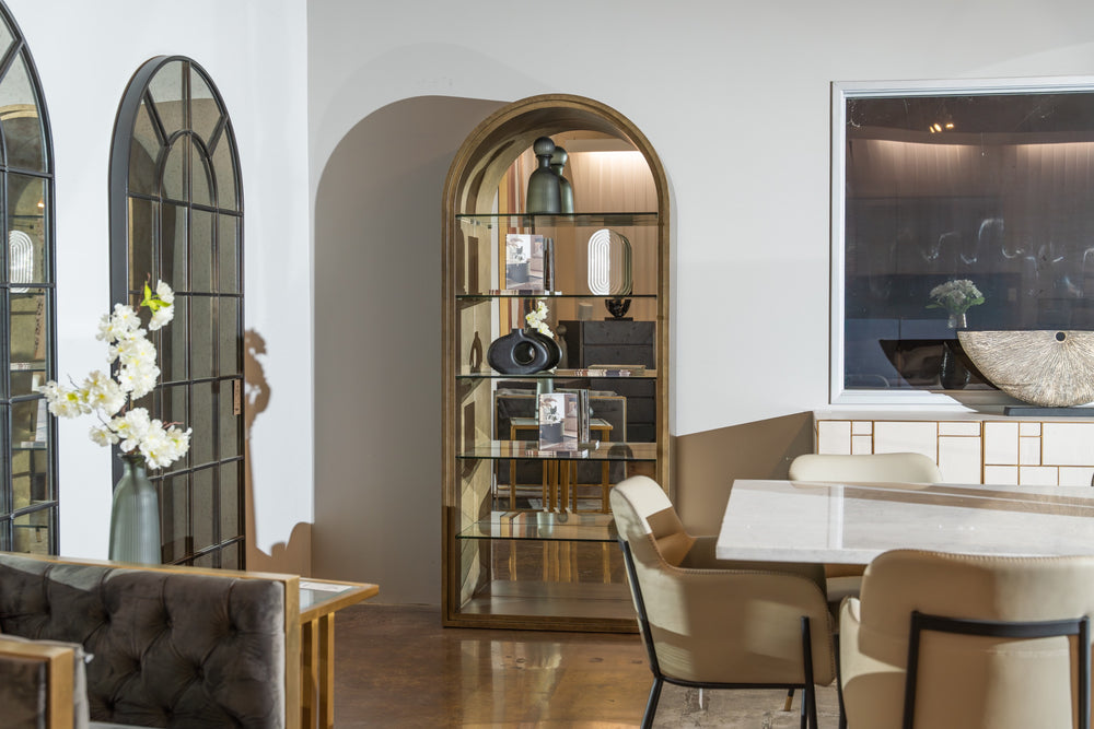 Poise - Modern Antique Brass + Mirror Bookcase - View 6