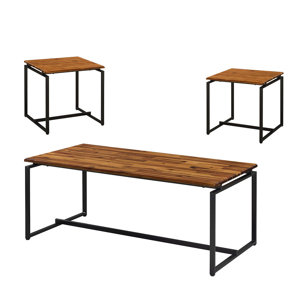 Jurgen - 3 Piece Coffee & End Set - Oak & Black
