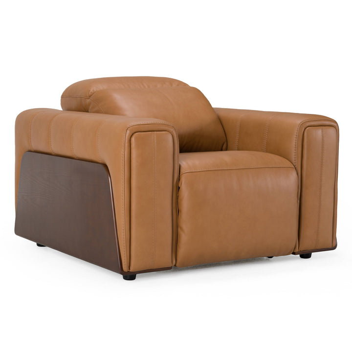 Sandstone - Modern Brown Leather Sofa Set w/ Electric Recliners