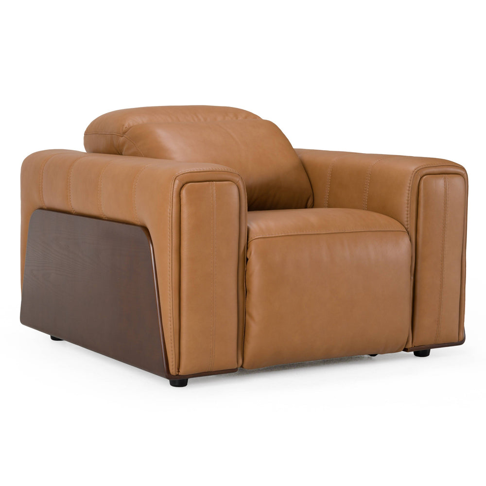 Sandstone - Modern Brown Leather Sofa Set w/ Electric Recliners - View 6