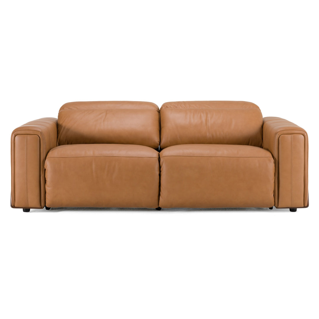 Sandstone - Modern Brown Leather Sofa w/ 2 Electric Recliners