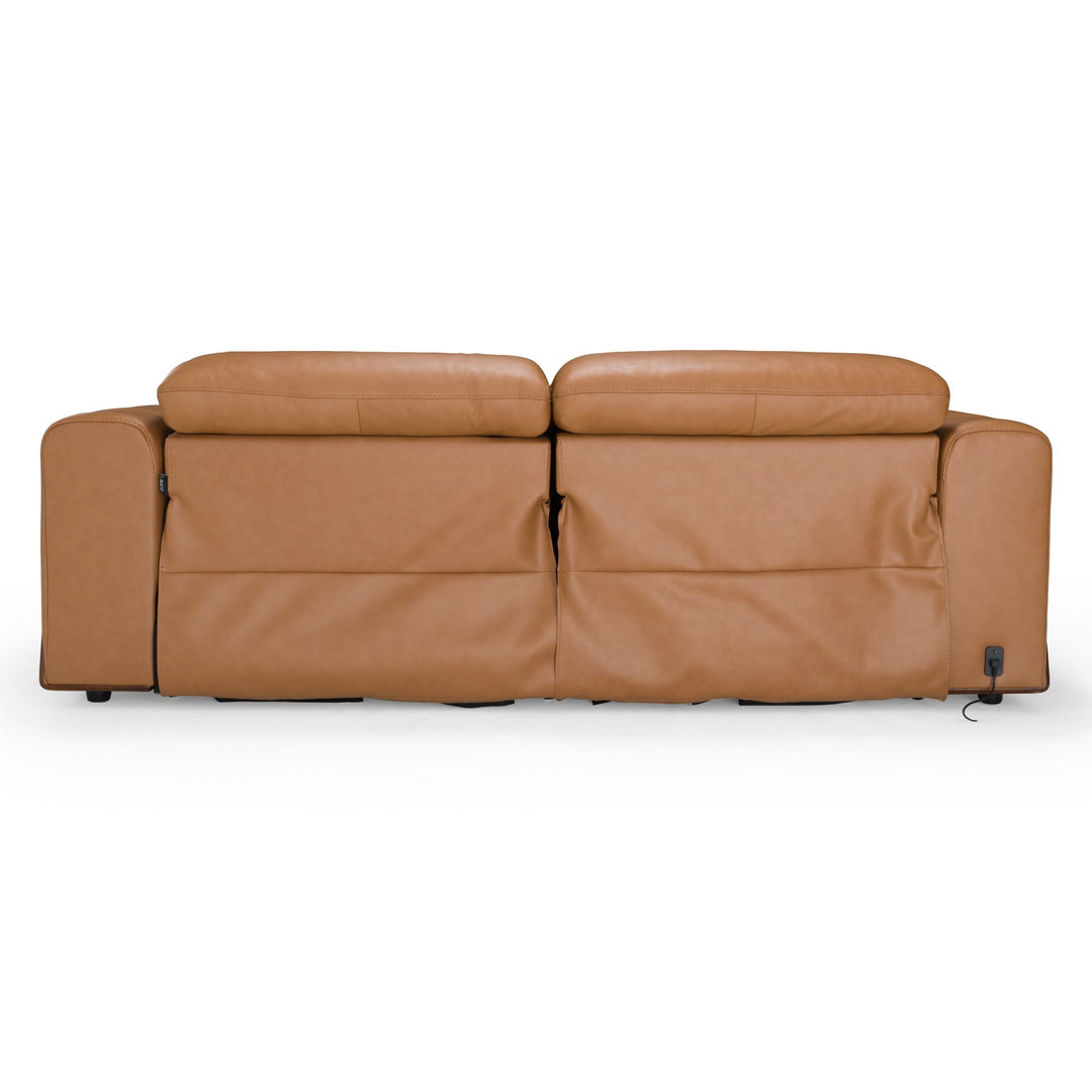 Sandstone - Modern Brown Leather Sofa w/ 2 Electric Recliners