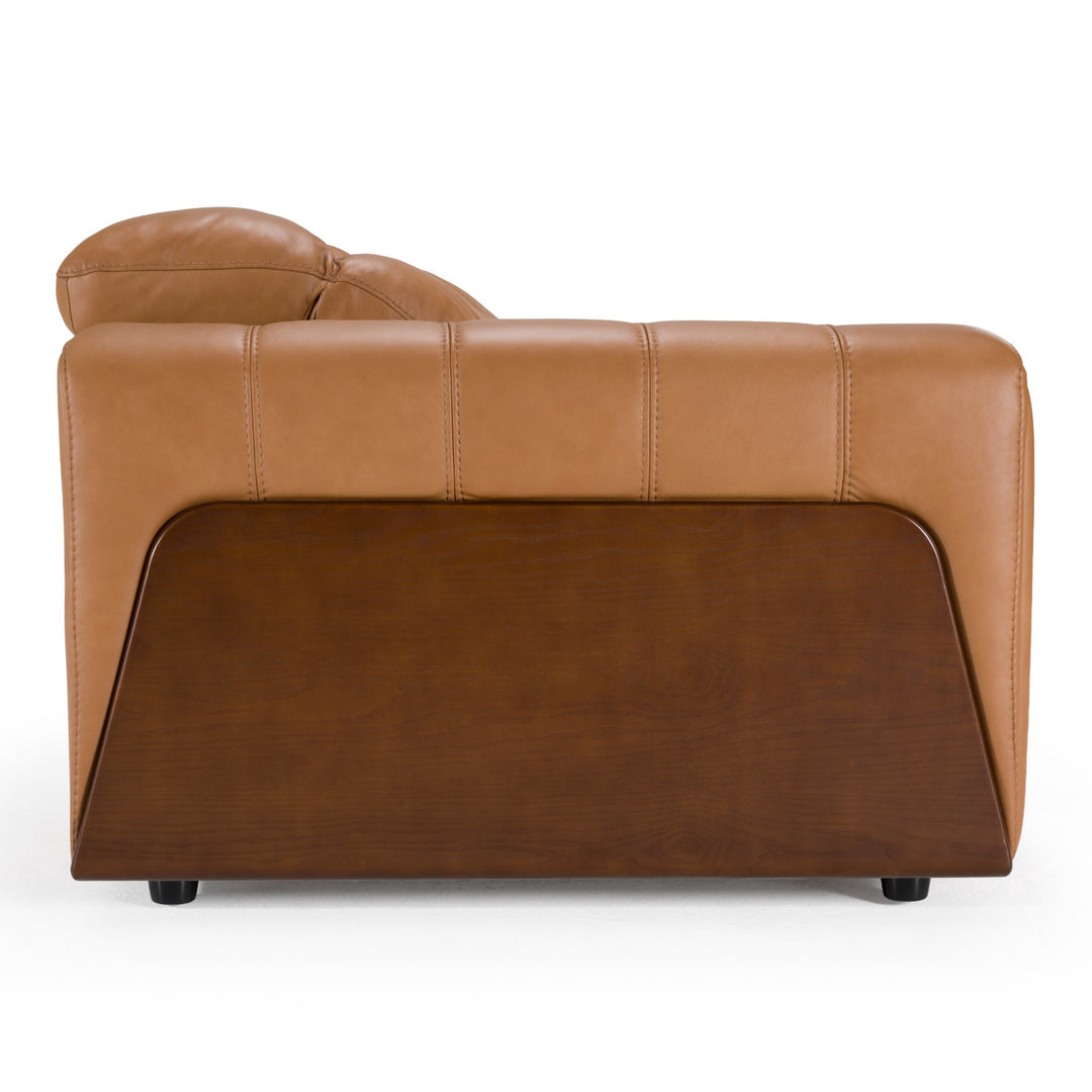 Sandstone - Modern Brown Leather Sofa w/ 2 Electric Recliners