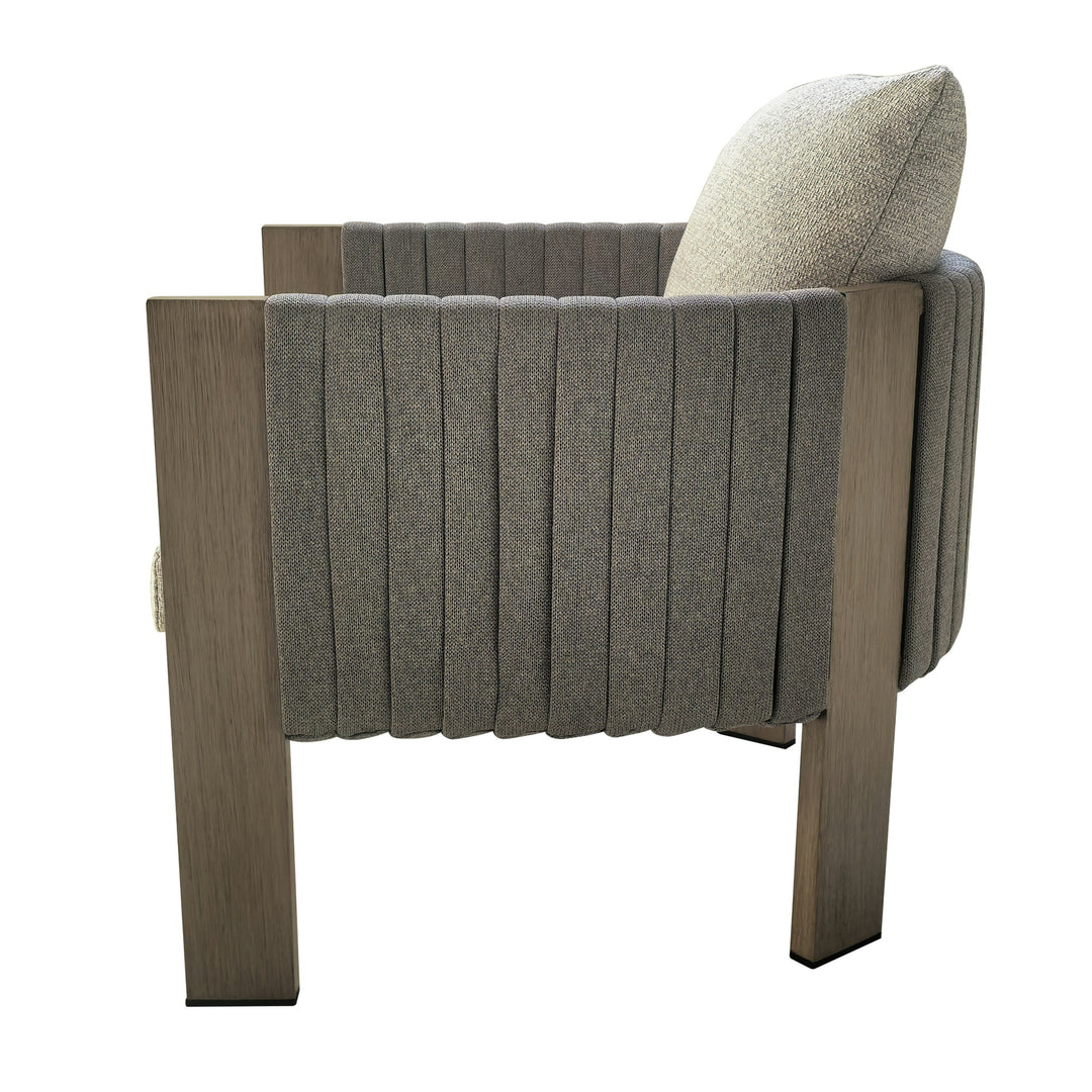 Salvora - Outdoor Beige Fabric & Grey Rope Sofa Set