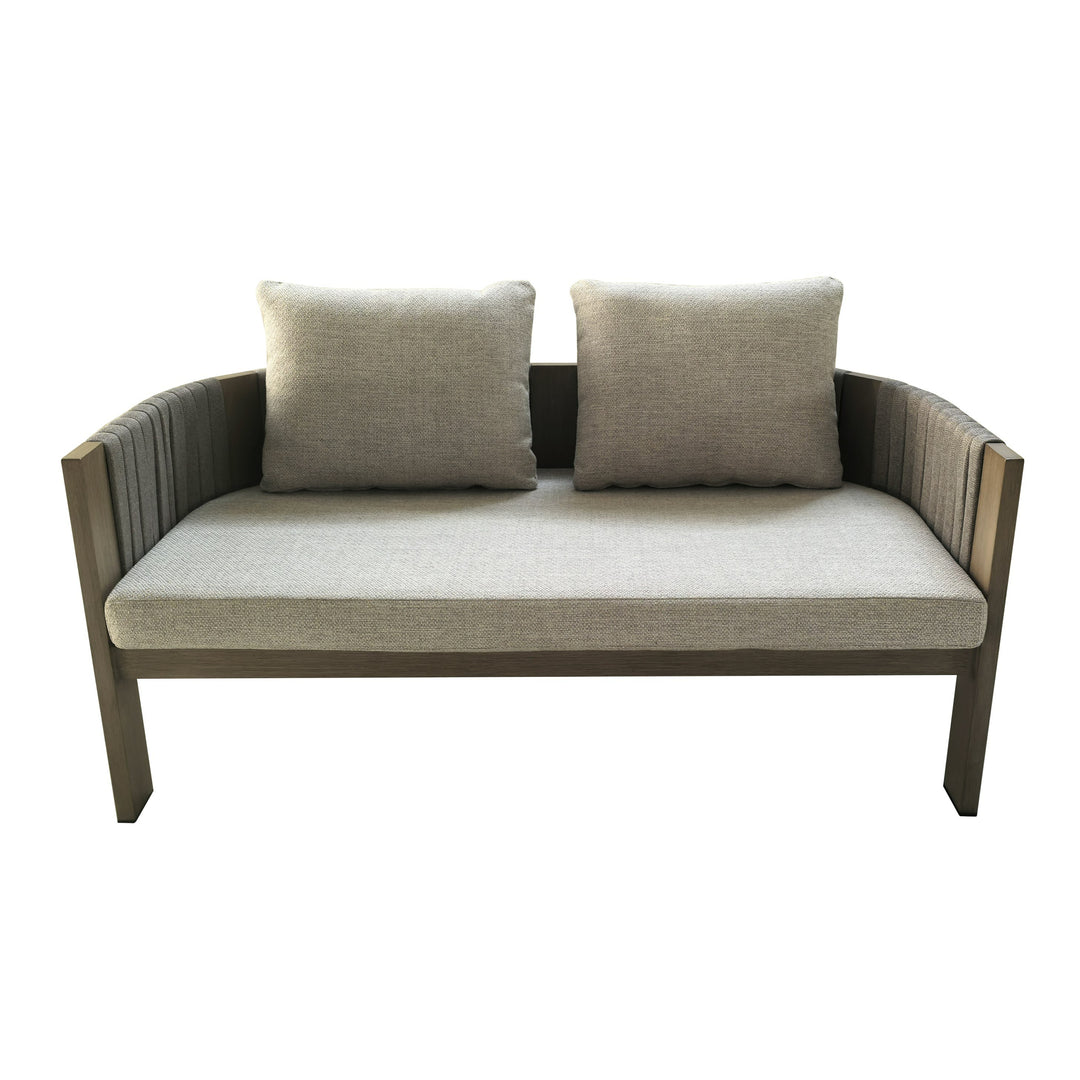 Salvora - Outdoor Beige Fabric & Grey Rope Sofa Set