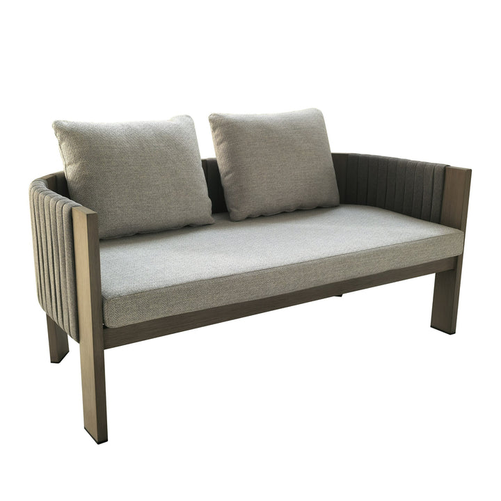 Salvora - Outdoor Beige Fabric &amp; Grey Rope Sofa Set