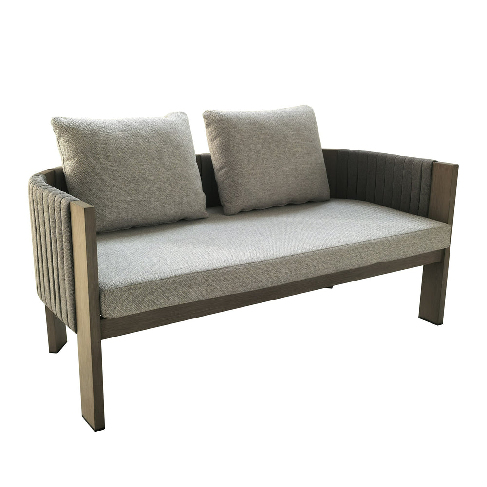 Salvora - Outdoor Beige Fabric & Grey Rope Sofa Set - View 14