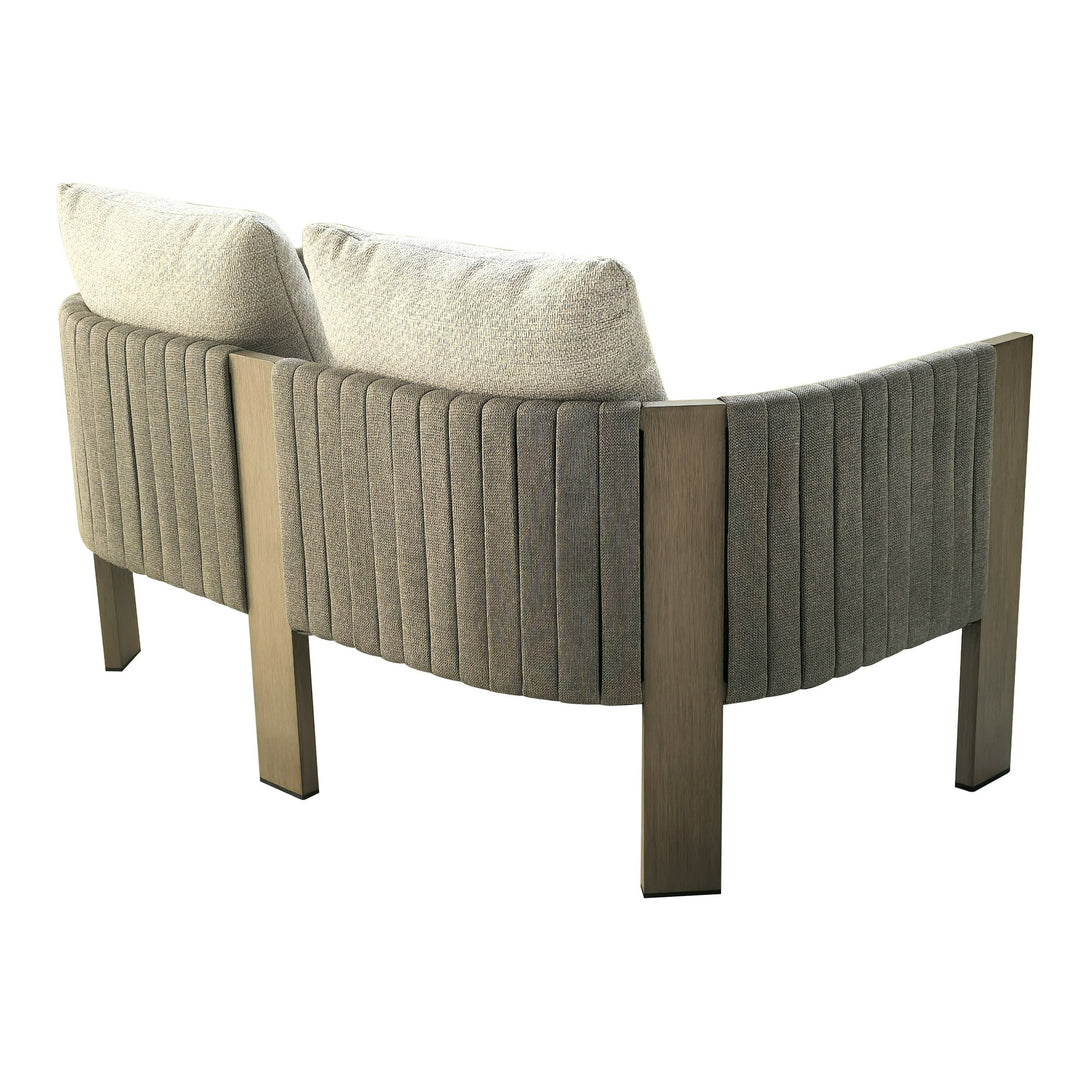 Salvora - Outdoor Beige Fabric & Grey Rope Sofa Set