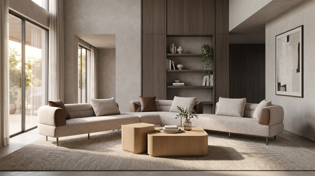 Plume - Modern Brown Fabric Sectional Sofa