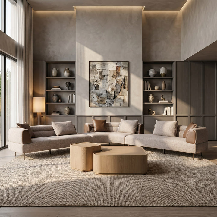 Plume - Modern Brown Fabric Sectional Sofa