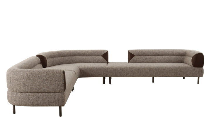Plume - Modern Brown Fabric Sectional Sofa
