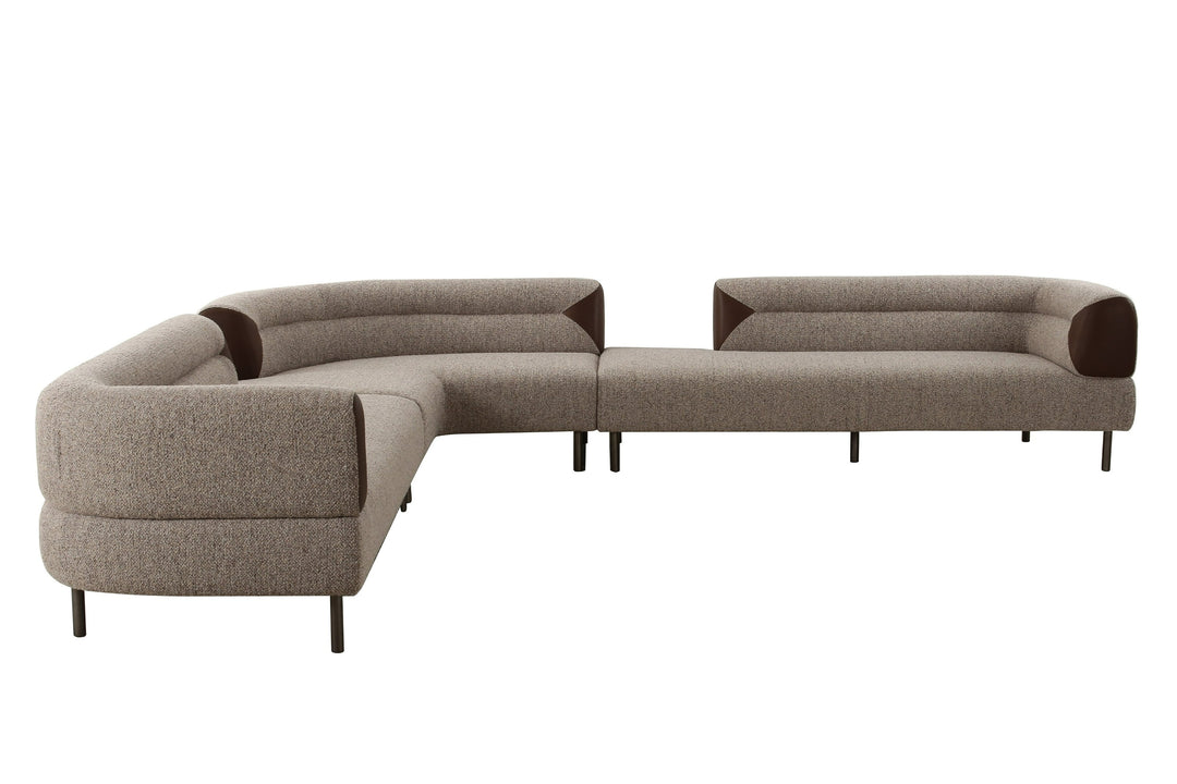Plume - Modern Brown Fabric Sectional Sofa