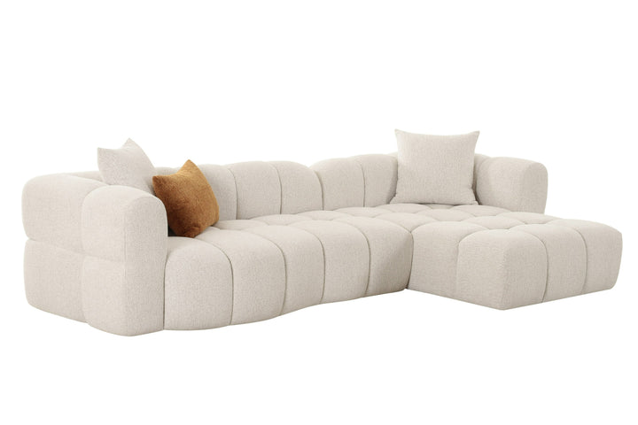 Freya - Modern Beige Fabric Sectional w/ Console