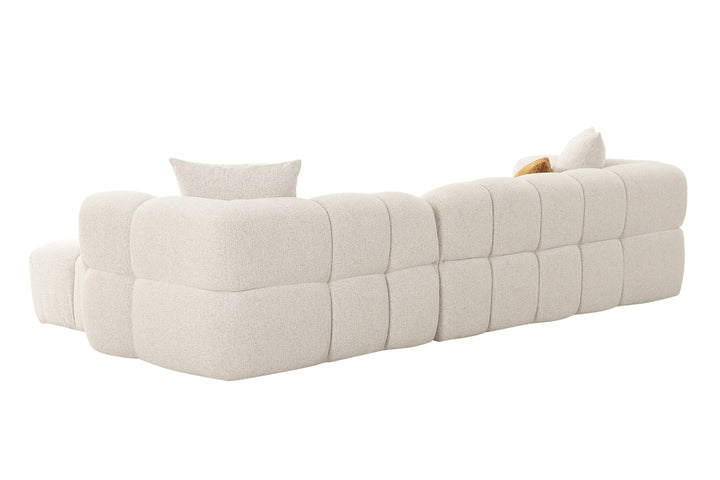 Freya - Modern Beige Fabric Sectional w/ Console