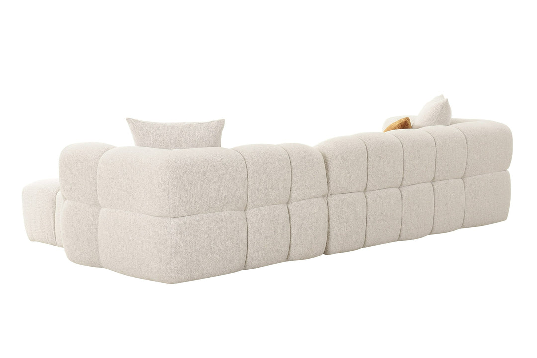 Freya - Modern Beige Fabric Sectional w/ Console