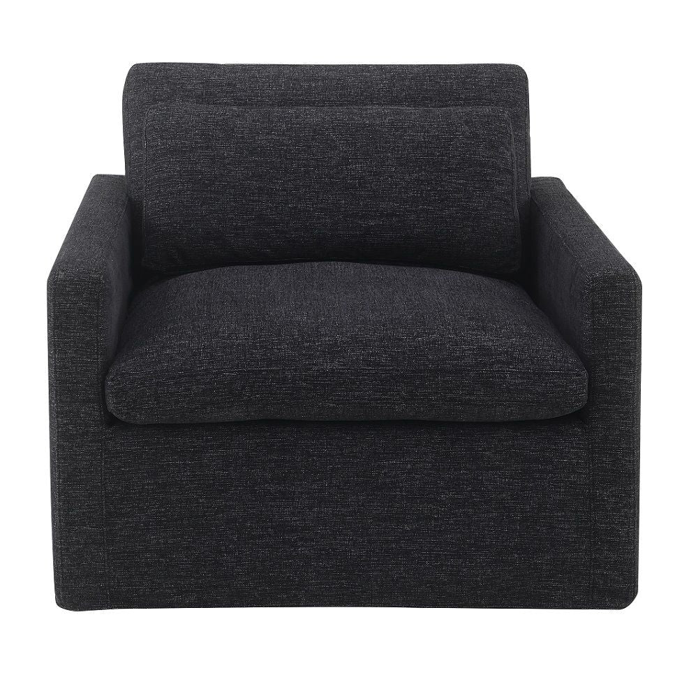 Frederick - Swivel Chair With Pillow - Dark Gray Fabric