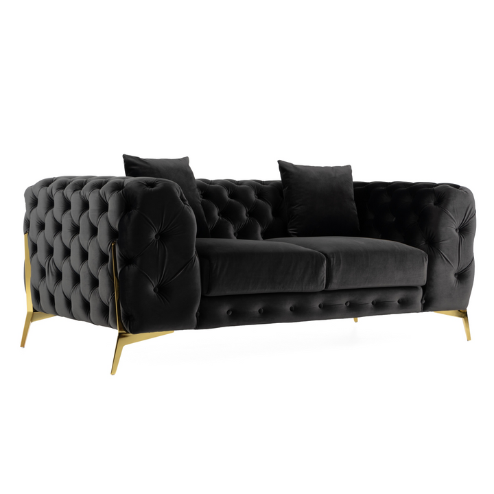 Clarice - Transitional Black Velvet Loveseat
