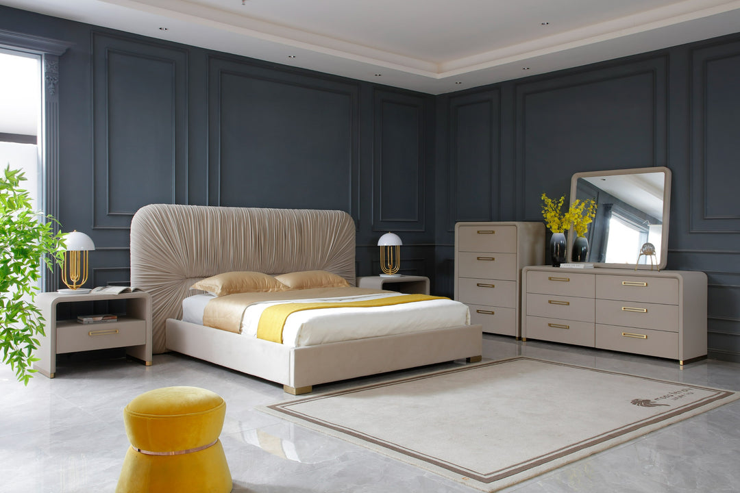 Florence - Modern Beige Leatherette Mirror