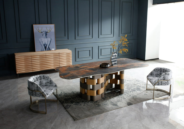 Falzone - Modern Ceramic + Wood Dining Table