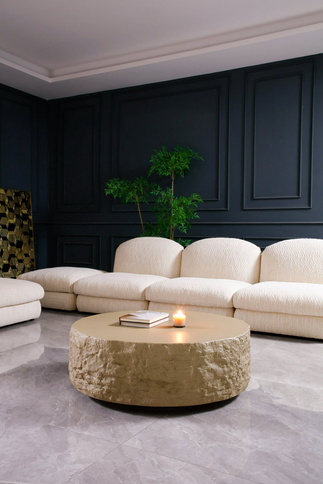 Quarry  Modern Beige Round Coffee Table