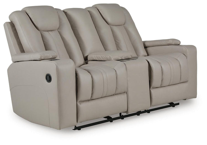 Elevate Edges Glider Reclining Loveseat with Console - Coin (1)
