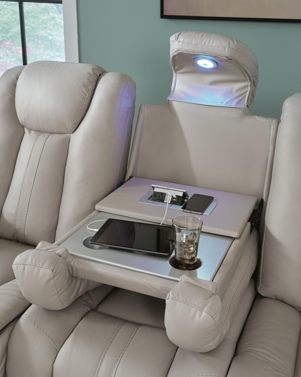 Elevate Edges Reclining Sofa with Drop Down Table - Coin (7)