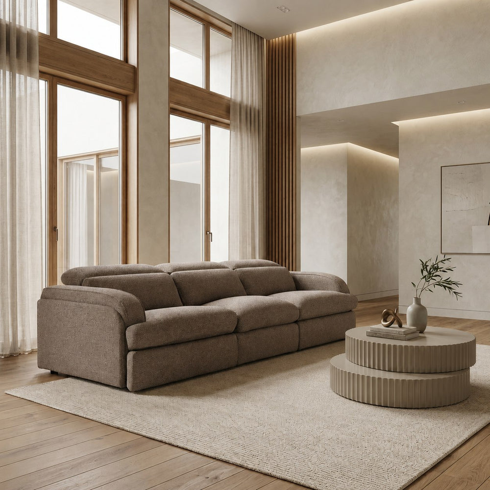 Ambler - Modern Brown Fabric Sofa w/ 2 Power Recliners - View 9