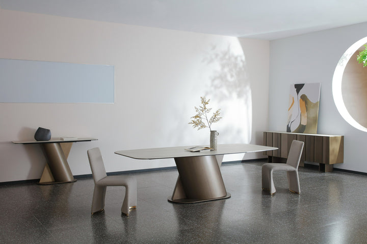 Kiefer - Modern Faux Travertine Ceramic + Bronze Buffet