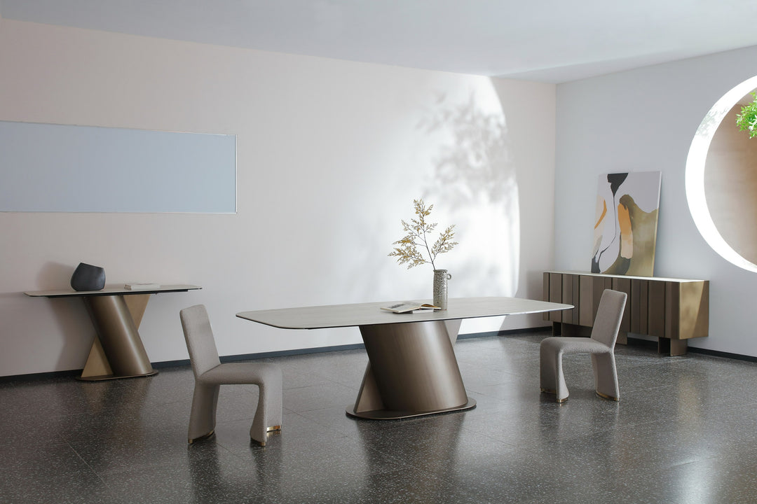 Kiefer - Modern Faux Travertine Ceramic + Bronze Buffet