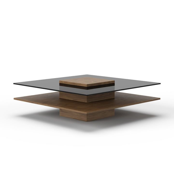 Clarion  Modern Walnut & Grey Glass Coffee Table