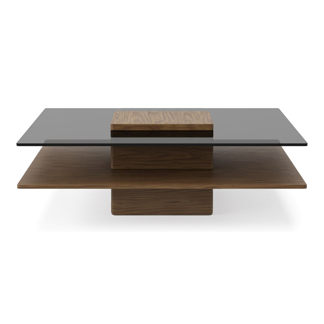 Clarion - Modern Walnut & Grey Glass Coffee Table