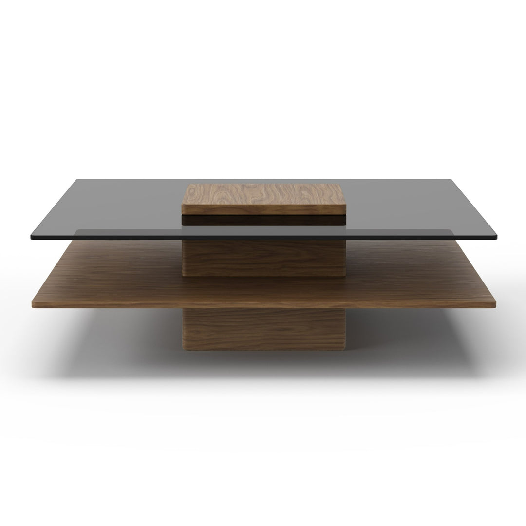 Clarion - Modern Walnut & Grey Glass Coffee Table