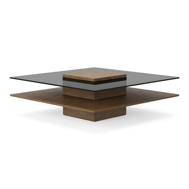 Clarion - Modern Walnut &amp; Grey Glass Coffee Table