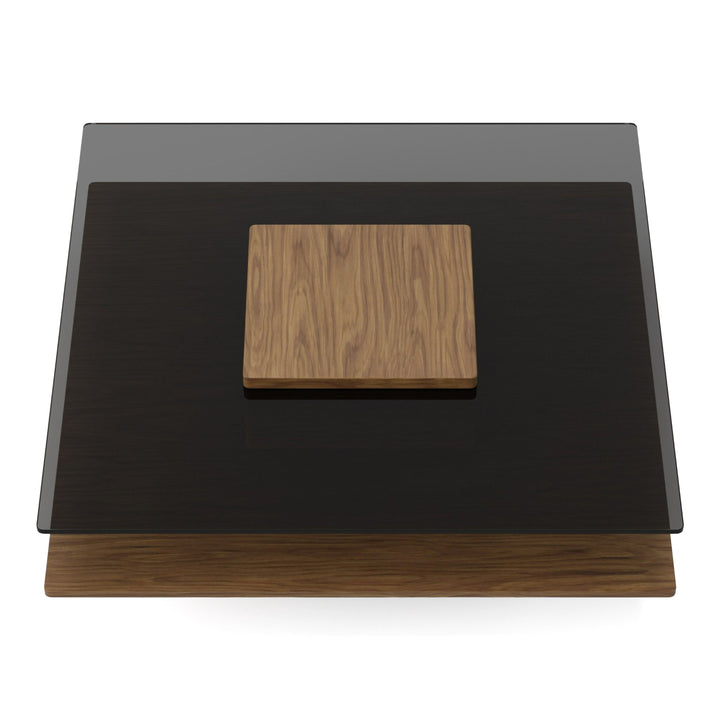 Clarion - Modern Walnut &amp; Grey Glass Coffee Table