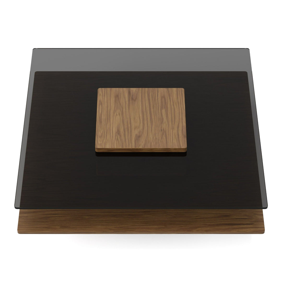 Clarion - Modern Walnut & Grey Glass Coffee Table