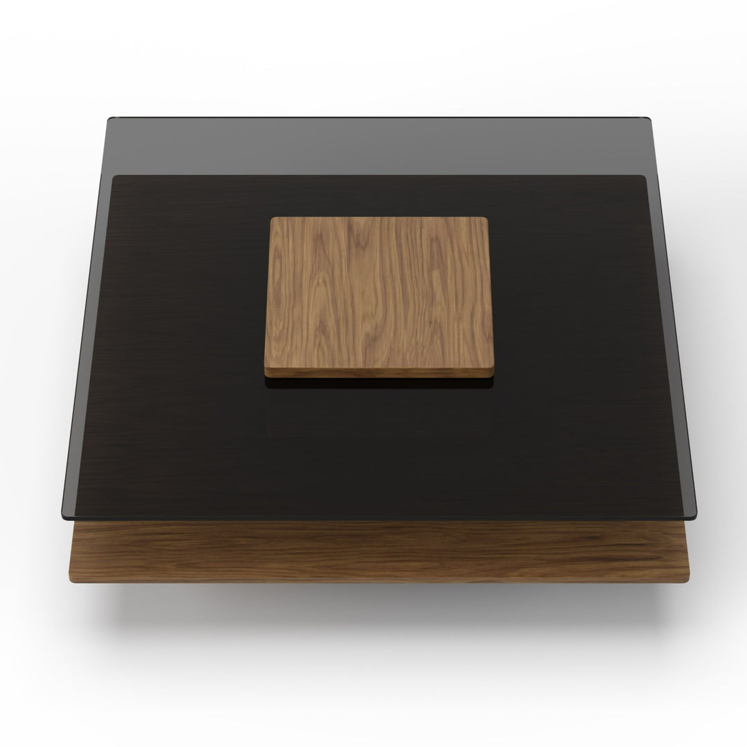 Clarion - Modern Walnut & Grey Glass Coffee Table